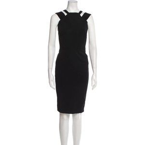 🌟SOLD🌟 Victoria Beckham Black Square Neckline Knee-Length Sheath Dress XS